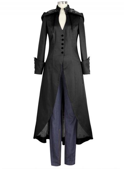 Oasap Vintage Single Breasted Back Lace-up Longline Coat