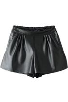 Oasap Classic Pu Leather Elastic Waist Shorts