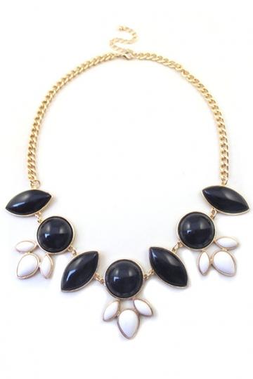 Oasap Pearlescent Two-tone Faux Stone Necklace