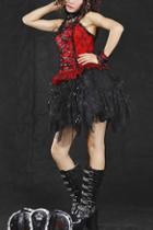 Oasap Gothic Lolita Style Pleated Mesh Skirt With Anomalous Hem