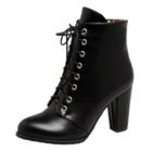 Oasap Solid Lace Up High Heels Ankle Boots