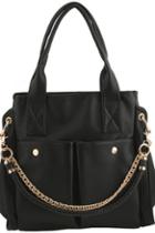 Oasap Chain Detail 2way Bag With Twin Front Pockets