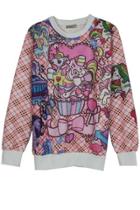 Oasap Cartoon Plaid Sweatshirt