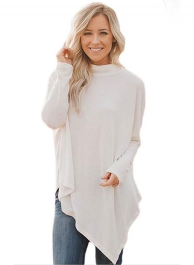 Oasap High Neck Batwing Sleeve Irregular Loose Sweater
