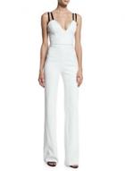 Oasap V Neck Sleeveless Backless Wide Leg Jumpsuit