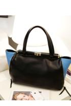 Oasap Contrast Color Cross Lock Clutch Bag