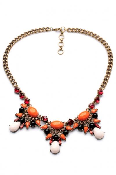 Oasap Orange Pendant Water-drop Bib Necklace