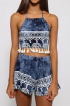 Oasap Vintage Print Halter Top Matching Set