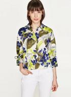 Oasap Elegant Hand-painted Plant Print Shirt