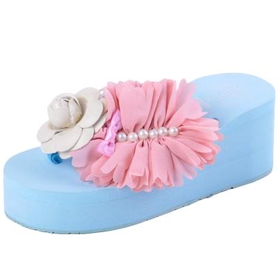 Oasap Flower Platform Wedge Heels Flip Flops Beach Sandals