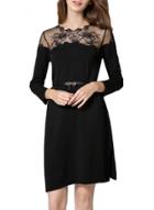 Oasap Women's Mesh Paneled Embroidery Print Asymmetric Dress