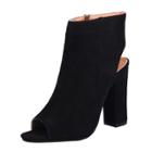 Oasap Peep Toe Solid Color Block Heels Slingback Boots