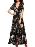 Oasap Bohemian V Neck High Waist Front Slit Floral Maxi Dress