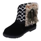 Oasap Faux Fur Round Toe Fold Down Bow Snow Boots