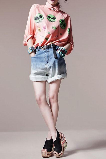Oasap Shadow Effect Shorts With Raw Edged Trim