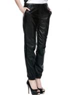 Oasap Women's Pu Leather Elastic Waist Pants