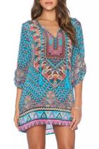 Oasap Baroque Geo Print 3/4 Sleeve Dress