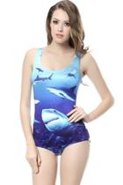 Oasap Lifelike Shark Graphic One-piece Swimsuits