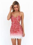 Oasap Spaghetti Strap Sleeveless Backless Gradient Bodycon Dress