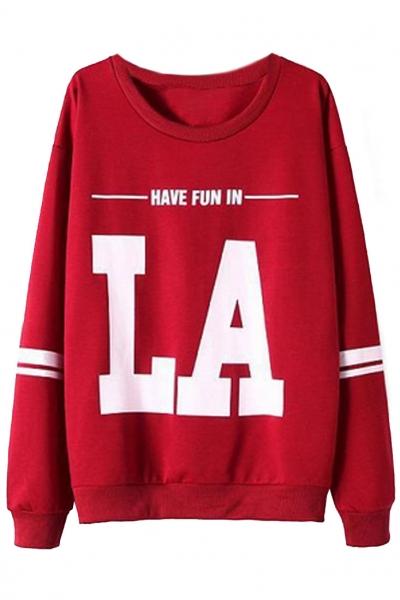 Oasap Have Fun In La Red Sweatshirt