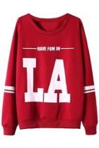 Oasap Have Fun In La Red Sweatshirt