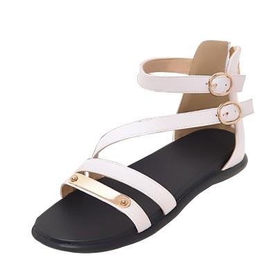 Oasap Open Toe Buckle Strap Flat Heels Sandals