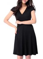Oasap Women's Black Short Sleeve Fit Flare Wrap Dress