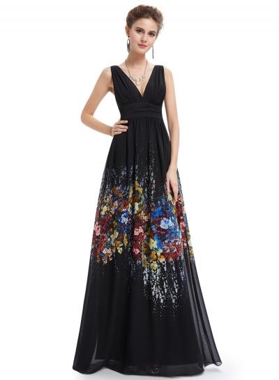 Oasap Women Double V Neck Sleeveless Maxi Evening Bridesmaid Prom Dress