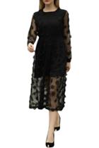 Oasap Women's Long Sleeve Sun Protection Dress With Flowers