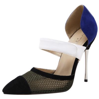 Oasap Pointed Toe High Heels Color Block Pumps