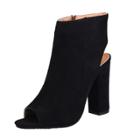 Oasap Peep Toe Side Zipper Block Heels Boots