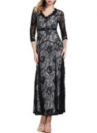 Oasap Women's Fashion V-neck Long Sleeve Floral Lace Maxi Prom Dress