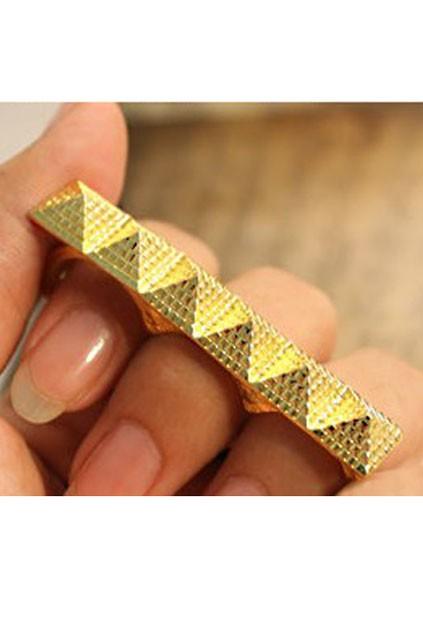 Oasap Pyramid Stud Detail Three-finger Ring