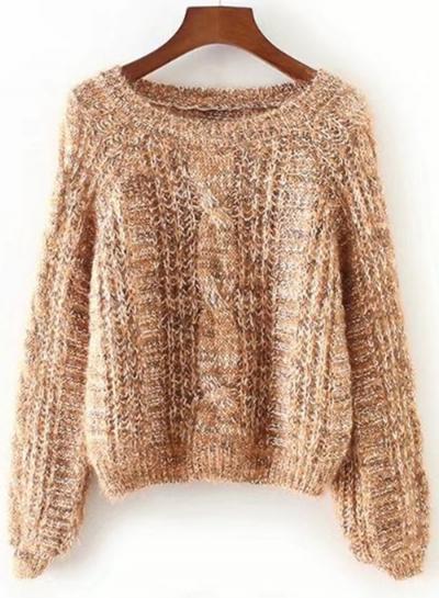 Oasap Round Neck Loose Fit Knit Pullover Sweater