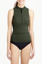 Oasap Chic Zip Front Tankini Two Piece Swimsuit