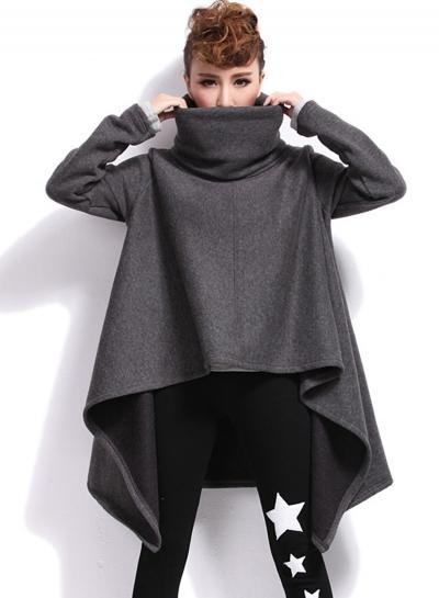 Oasap High Neck Long Sleeve Solid Sweatshirts