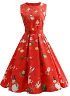 Oasap Vintage Christmas Sleeveless A-line Swing Dress