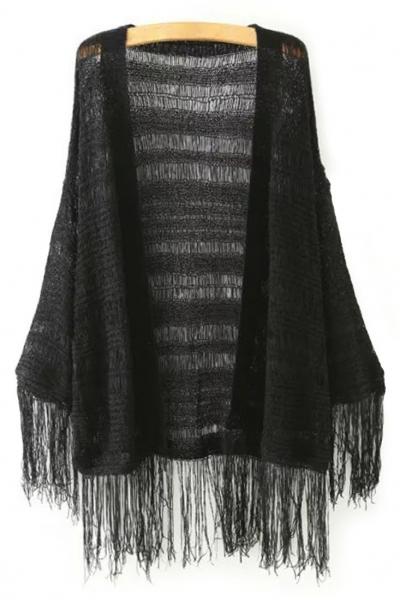 Oasap Fantasy Open Knit Tassels Cardigan