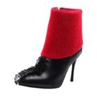 Oasap Fashion Pointed Lace Plush Ankle Boots