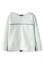 Oasap Fashion Simple White Textured Sweatshirt