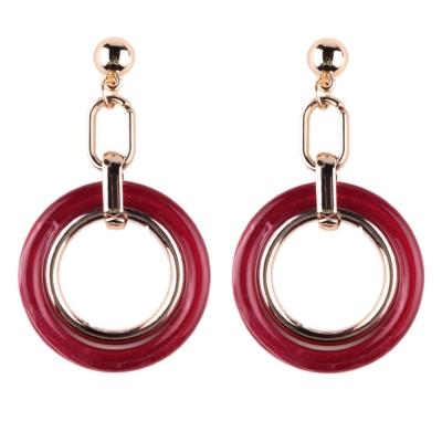 Oasap Circle Ring Decoration Dangle Earrings