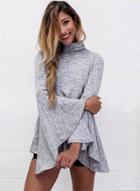 Oasap Fashion Flare Sleeve Back Split Tee