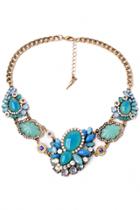 Oasap Glossy Turquoise Faux Stone Necklace