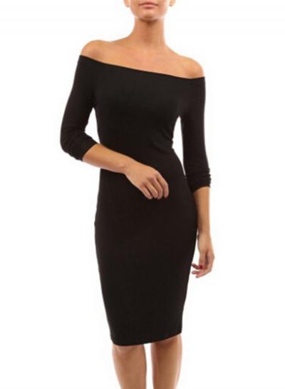 Oasap Off Shoulder Long Sleeve Sheath Dress