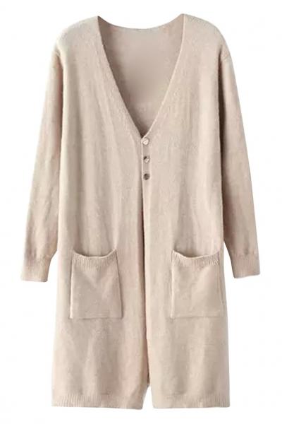 Oasap Candy Color Solid Long Knit Cardigan