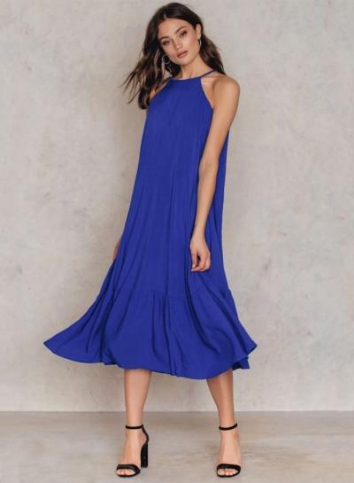 Oasap Elegant Halter Off Shoulder Midi Dress