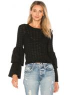 Oasap Ruffle Sleeve Hollow Out Knit Sweater