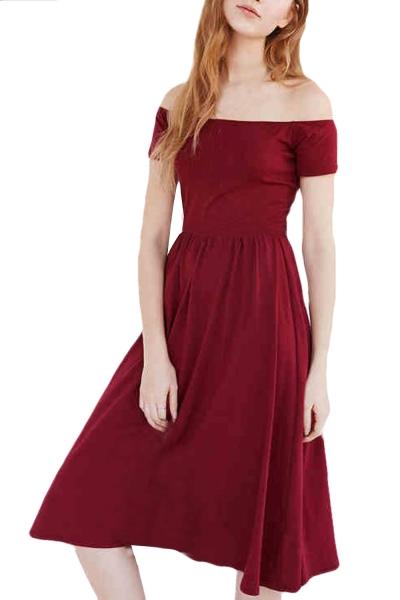 Oasap Women Fashion Off The Shoulder Slim Fit Dress