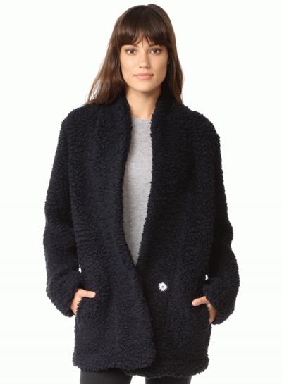Oasap Women's Solid Color Shearling Wool Coat