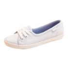 Oasap Round Toe Solid Color Slip-on Flat Heels Canvas Shoes
